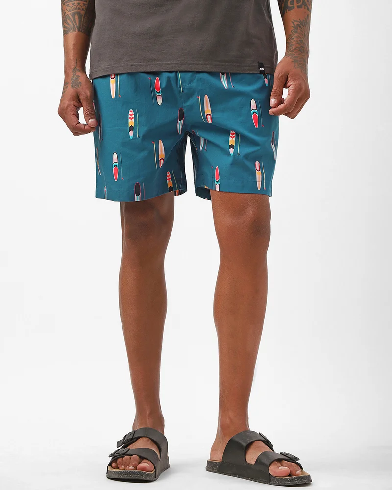 bewakoof Men's Blue Surfer All Over Printed Boxers